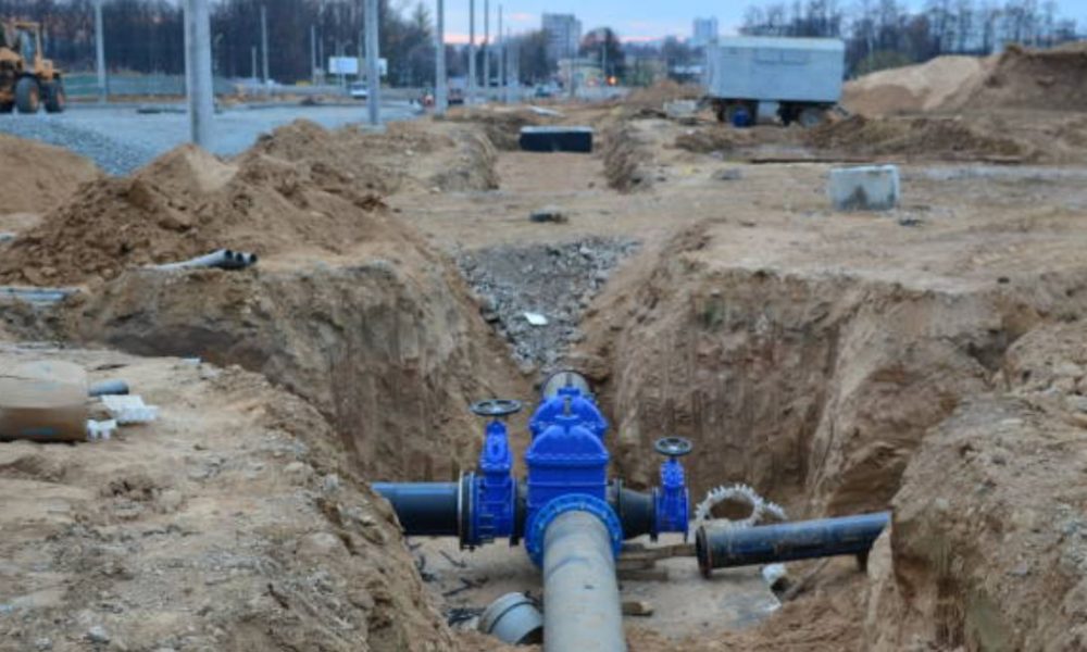 Construction of main water supply pipeline. Laying underground storm sewers at construction site, water main, sanitary sewer, drain systems. Installation of the gate valves for city groundwater system. Water main Installation services